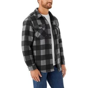 Plaid Black and Gray Men's Shirt Jacket